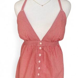 Hollister Red Gingham Halter Top